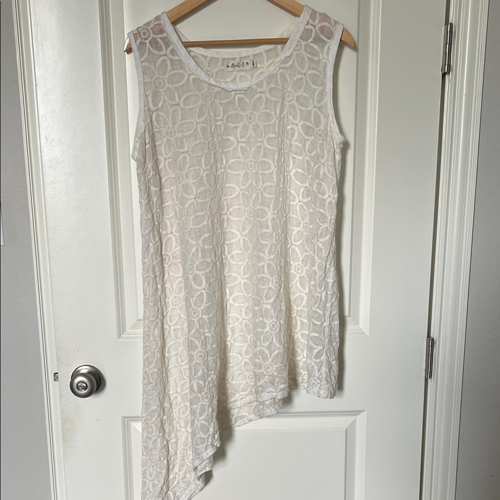 Bodil Lagenlook Tunic Top White Floral M